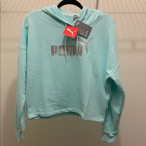 PUMA- Aqua Silver Cropped Hoody
